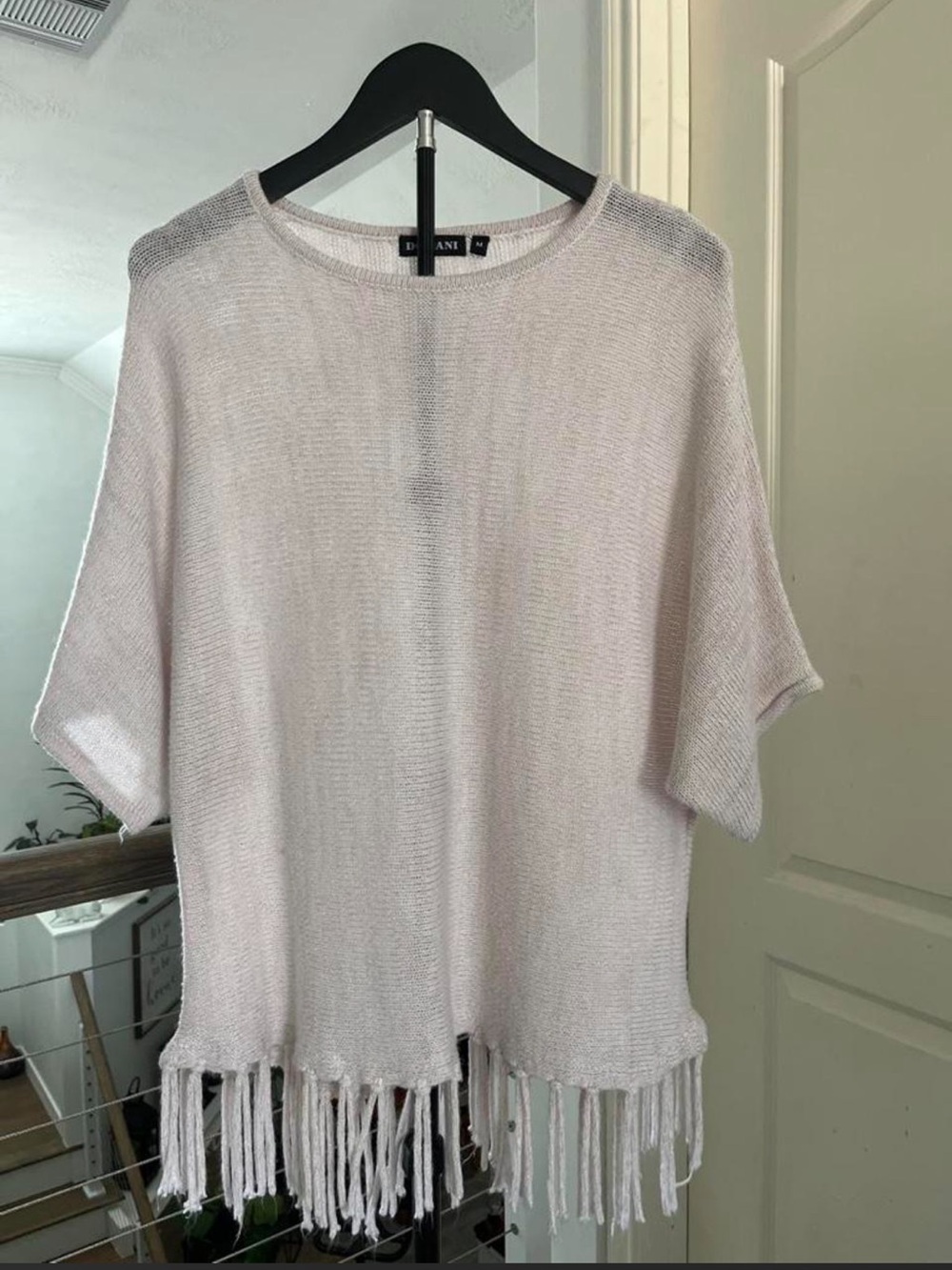 Light Pink Fringed Knit Top by Domani